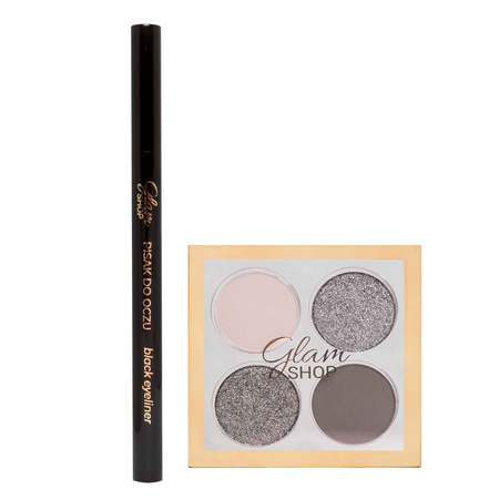 ZESTAW PREZENTOWY: GlamBox - 4 cienie - COOL GLAM + Eyeliner w pisaku