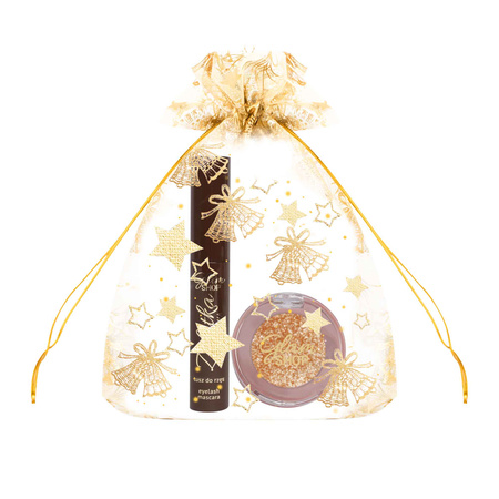 GIFT SET: GlamSHADOWS "SILVER PEACH" Eyeshadow + Compact with Magnet, 26mm Insert + ZALOTKA Mascara - brown colors