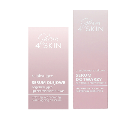 ZESTAW 2 SERÓW - bestsellerowe serum przeciwzmarszkowe Glam4SKIN oraz NOWOŚĆ Relaksujące serum olejowe - regenerująco przeciwstarzeniowe 